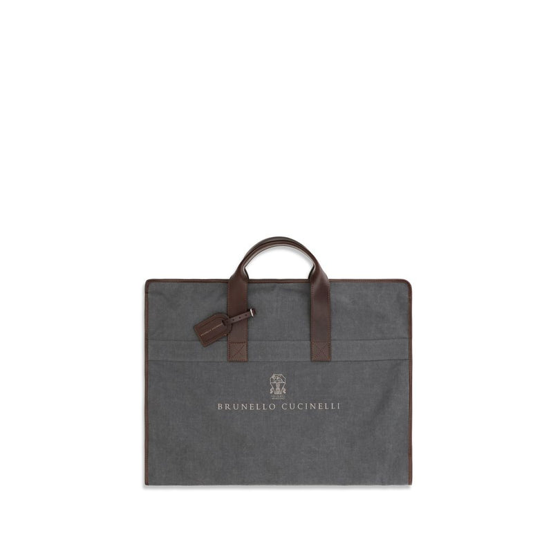 Brunello Cucinelli Gray Garment Bag - Techno Fabric & Leather