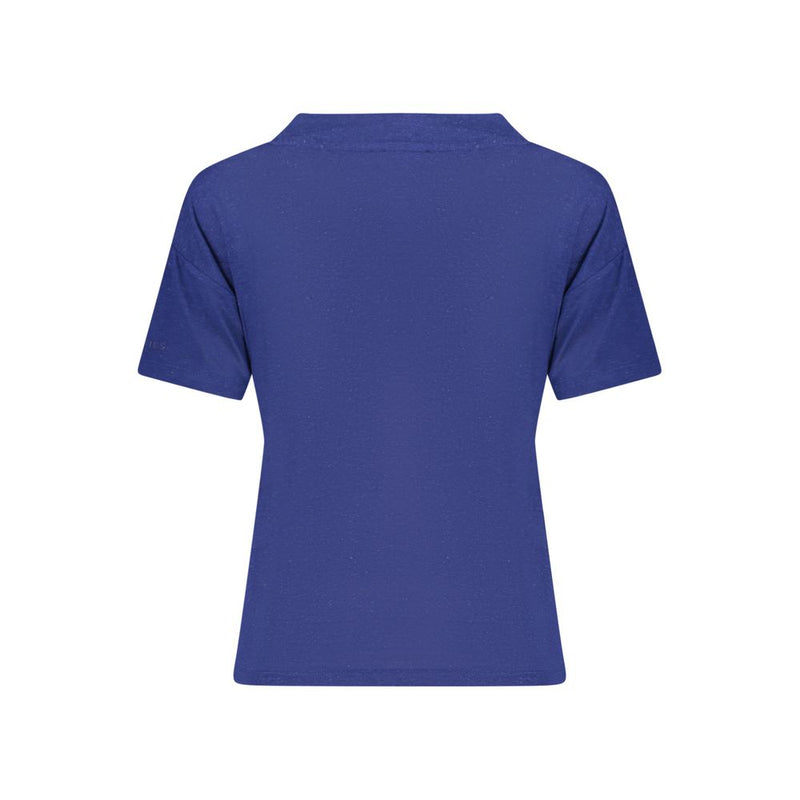 North Sails Blue Linen T-Shirt - Short-Sleeved V-Neck