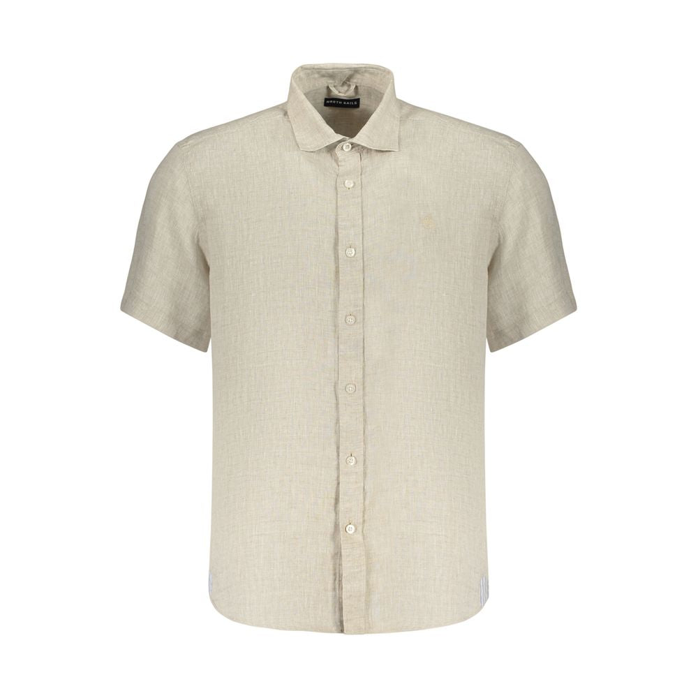 North Sails Beige Linen Shortsleeve Shirt for Men