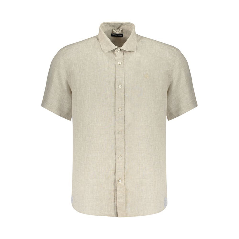 North Sails Beige Linen Shortsleeve Shirt for Men