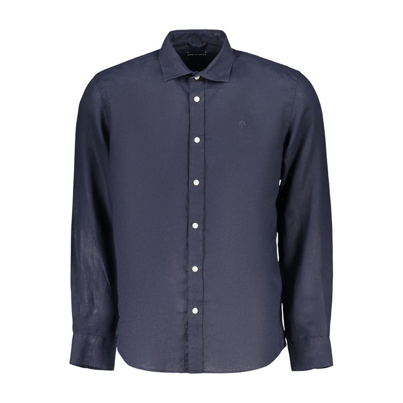 North Sails Blue Linen Dress Shirt - Stylish Comfort for Men