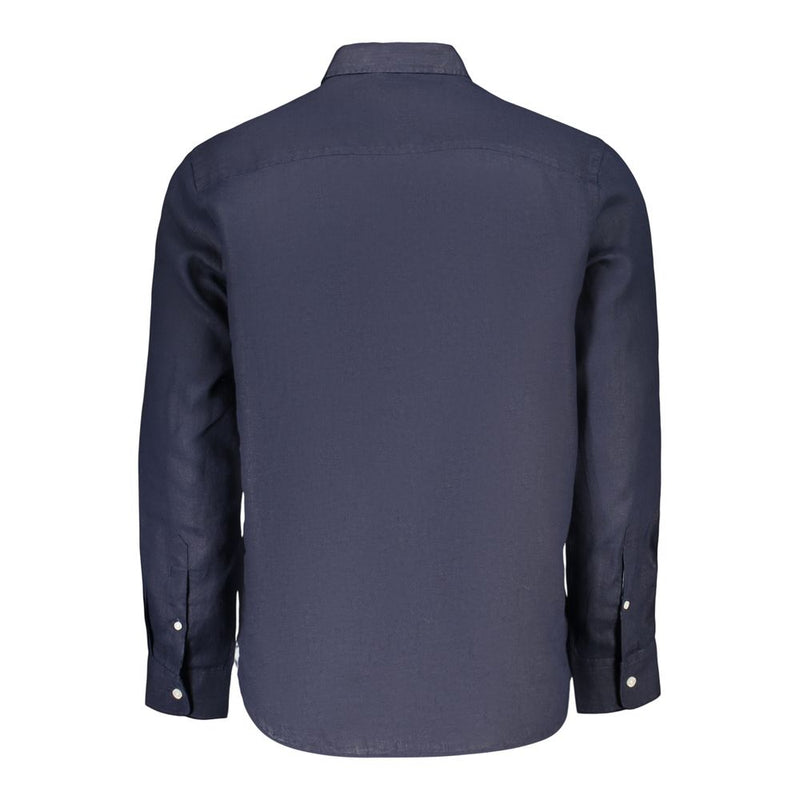North Sails Blue Linen Dress Shirt - Stylish Comfort for Men
