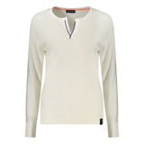 North Sails White Cotton Shirt - Long-Sleeved Polo with V-Neck