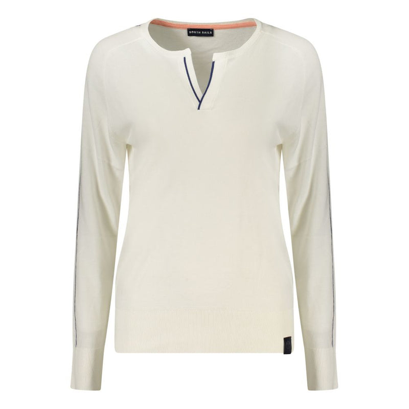 North Sails White Cotton Shirt - Long-Sleeved Polo with V-Neck