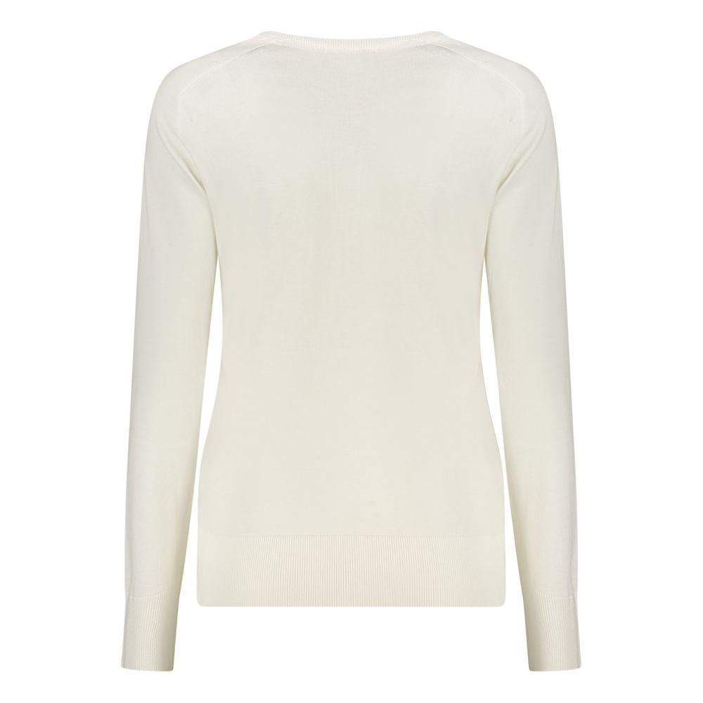 North Sails White Cotton Shirt - Long-Sleeved Polo with V-Neck