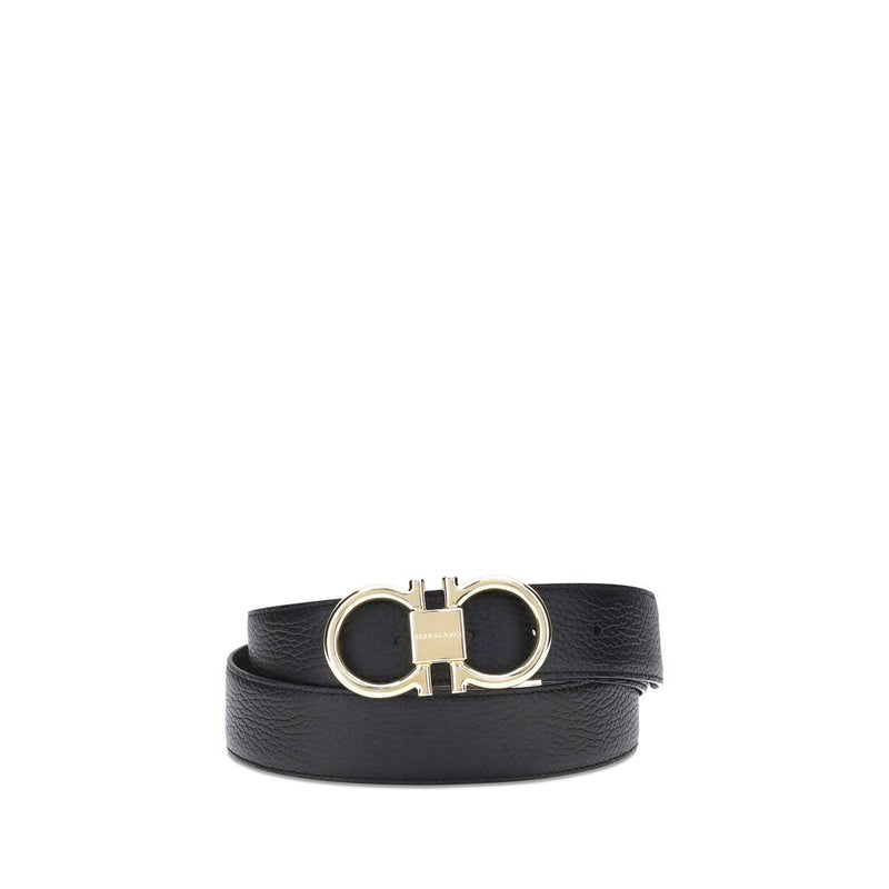Ferragamo Black Calf Leather Bos Taurus Regular Belt