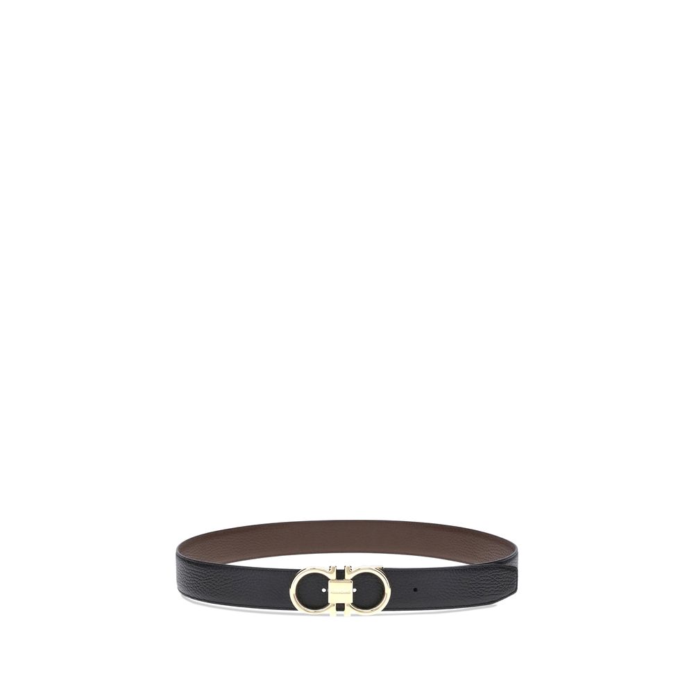 Ferragamo Black Calf Leather Bos Taurus Regular Belt