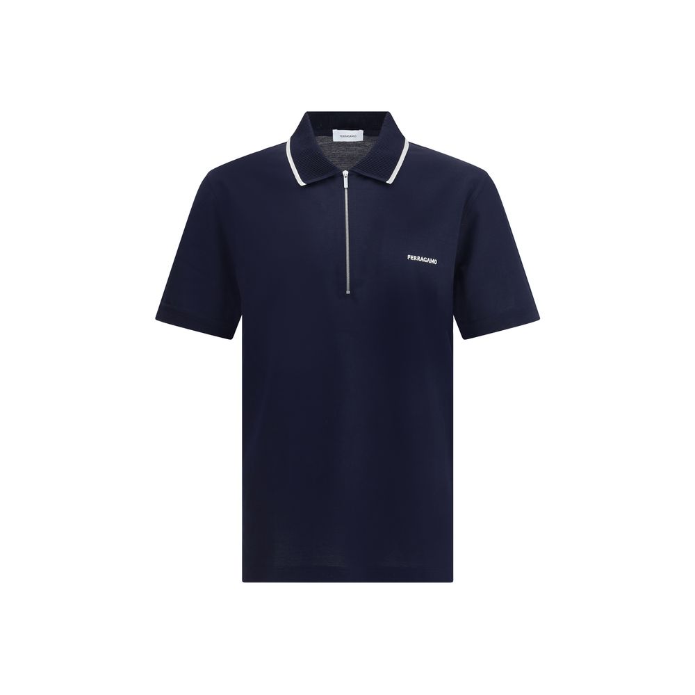 Ferragamo Blue Cotton Polo Shirt - Contemporary Elegance