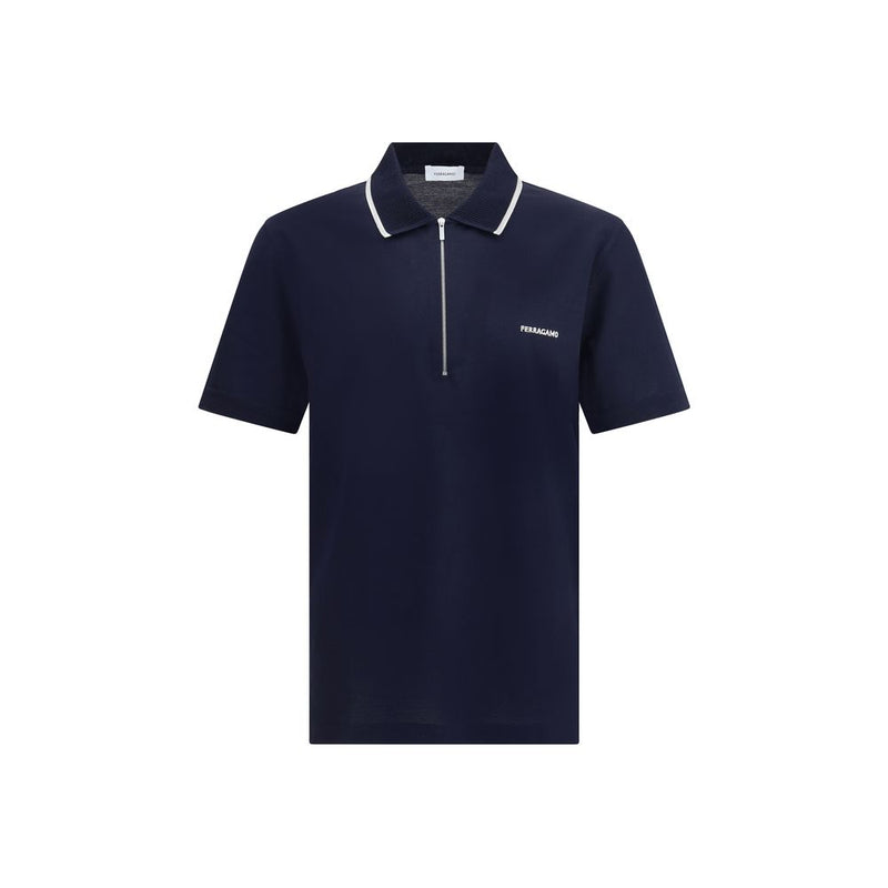Ferragamo Blue Cotton Polo Shirt - Contemporary Elegance