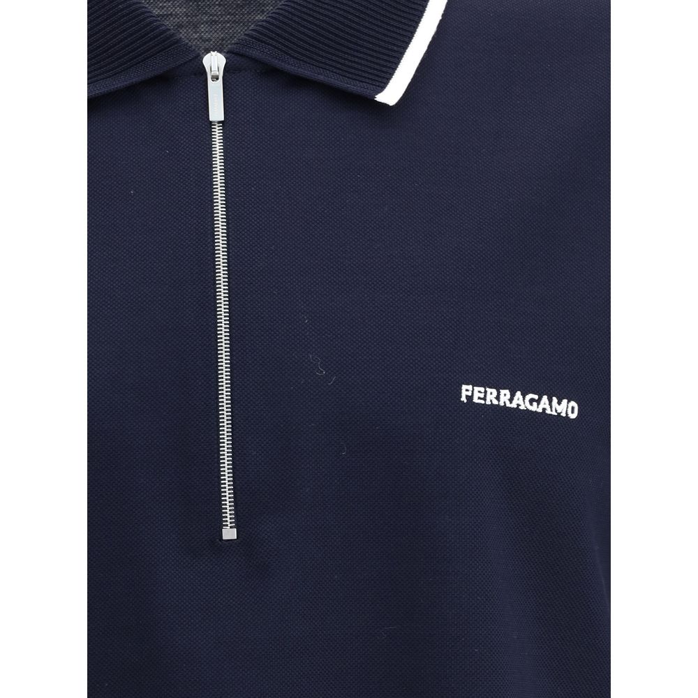 Ferragamo Blue Cotton Polo Shirt - Contemporary Elegance