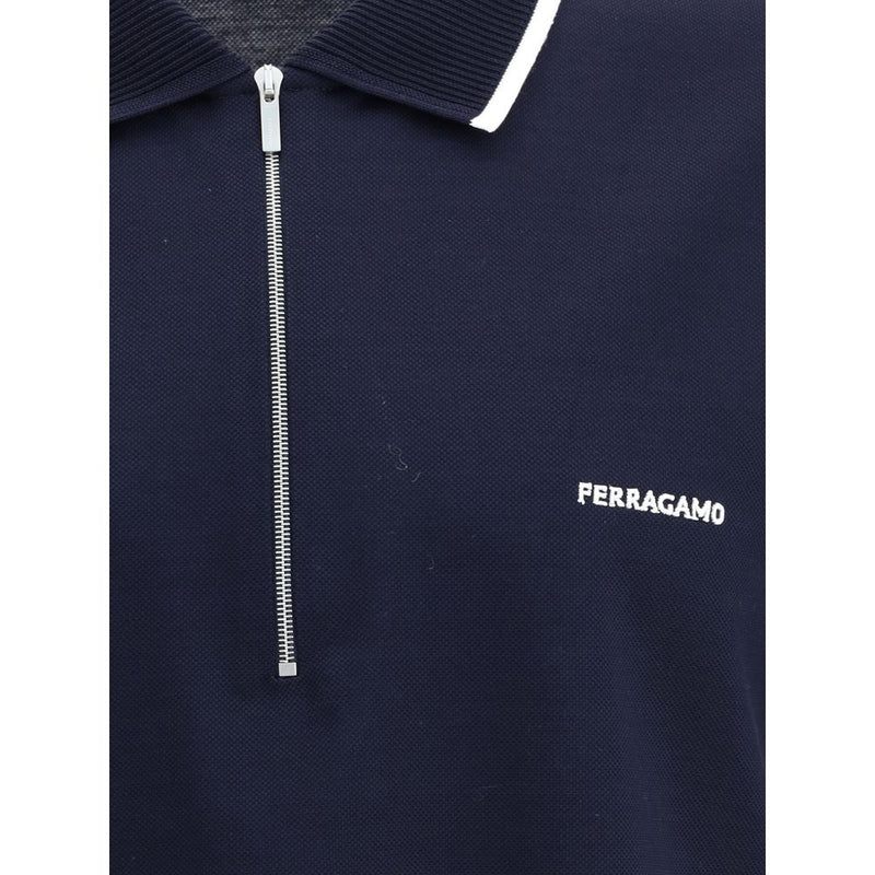 Ferragamo Blue Cotton Polo Shirt - Contemporary Elegance