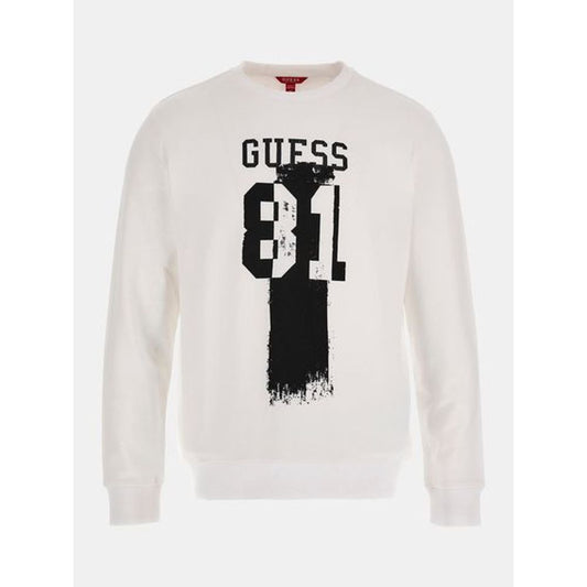 Guess White Cotton Sweatshirt - Trendy Comfort for Men