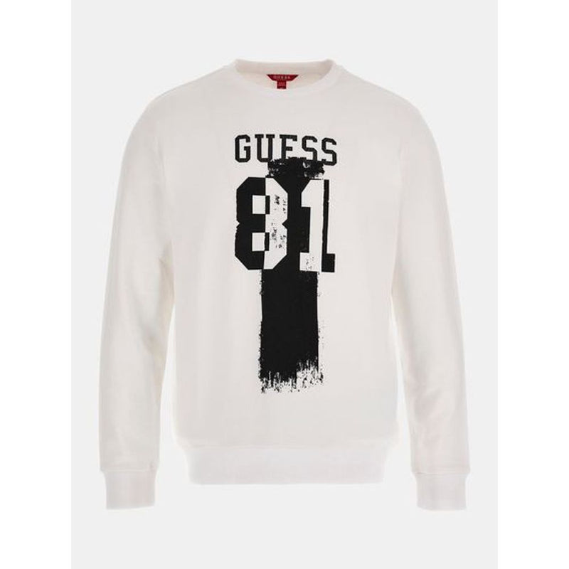 Guess White Cotton Sweatshirt - Trendy Comfort for Men