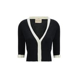 Valentino Black Cotton Cardigan - Elegant V-Neck Design