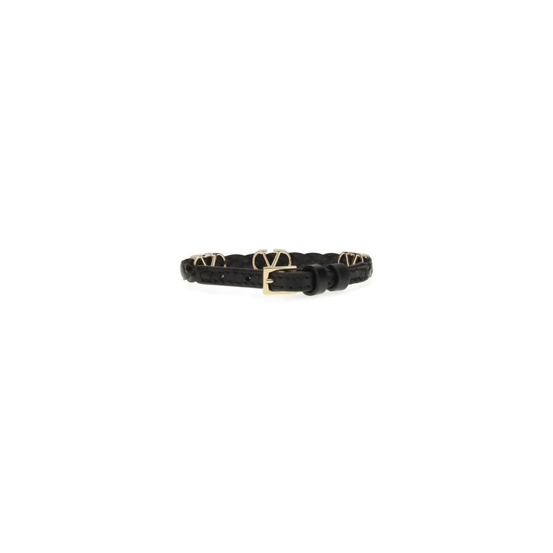 Bracelet Valentino Garavani en Cuir de Veau Noir VLogo Signature