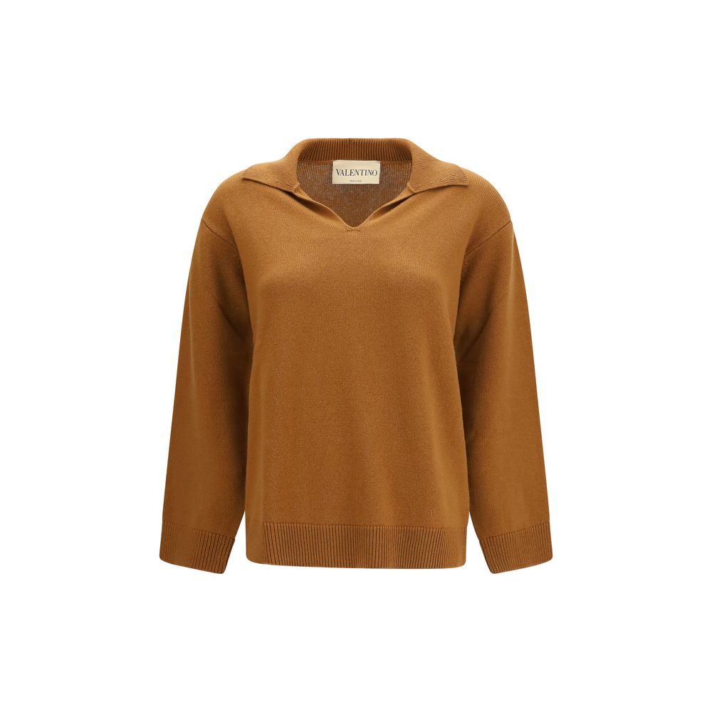 Valentino Brown Cashmere V-Neck Sweater for Women