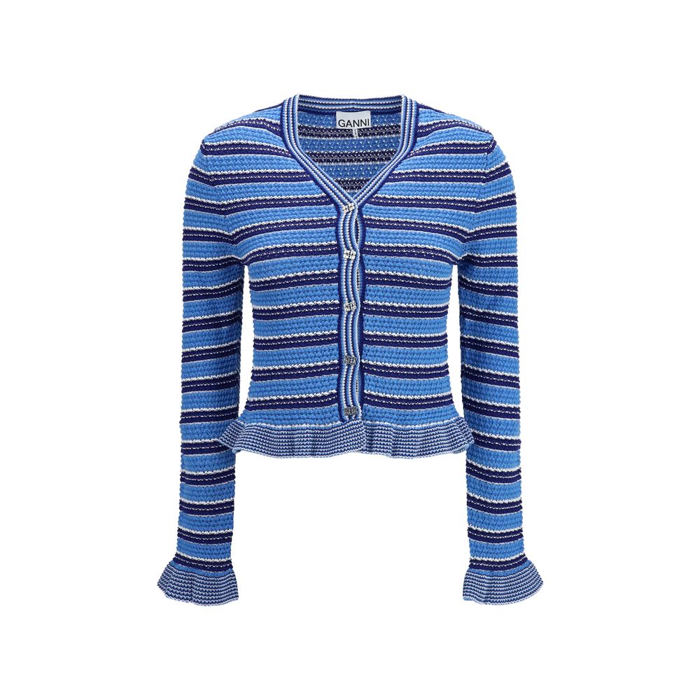 Ganni Blue Cotton Cardigan for Women