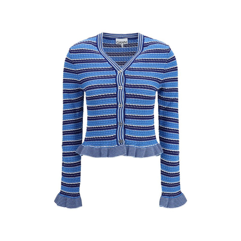 Ganni Blue Cotton Cardigan for Women