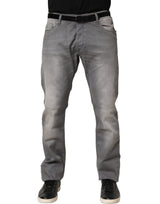 GF Ferre Gray Washed Mid Waist Straight Jeans for Men