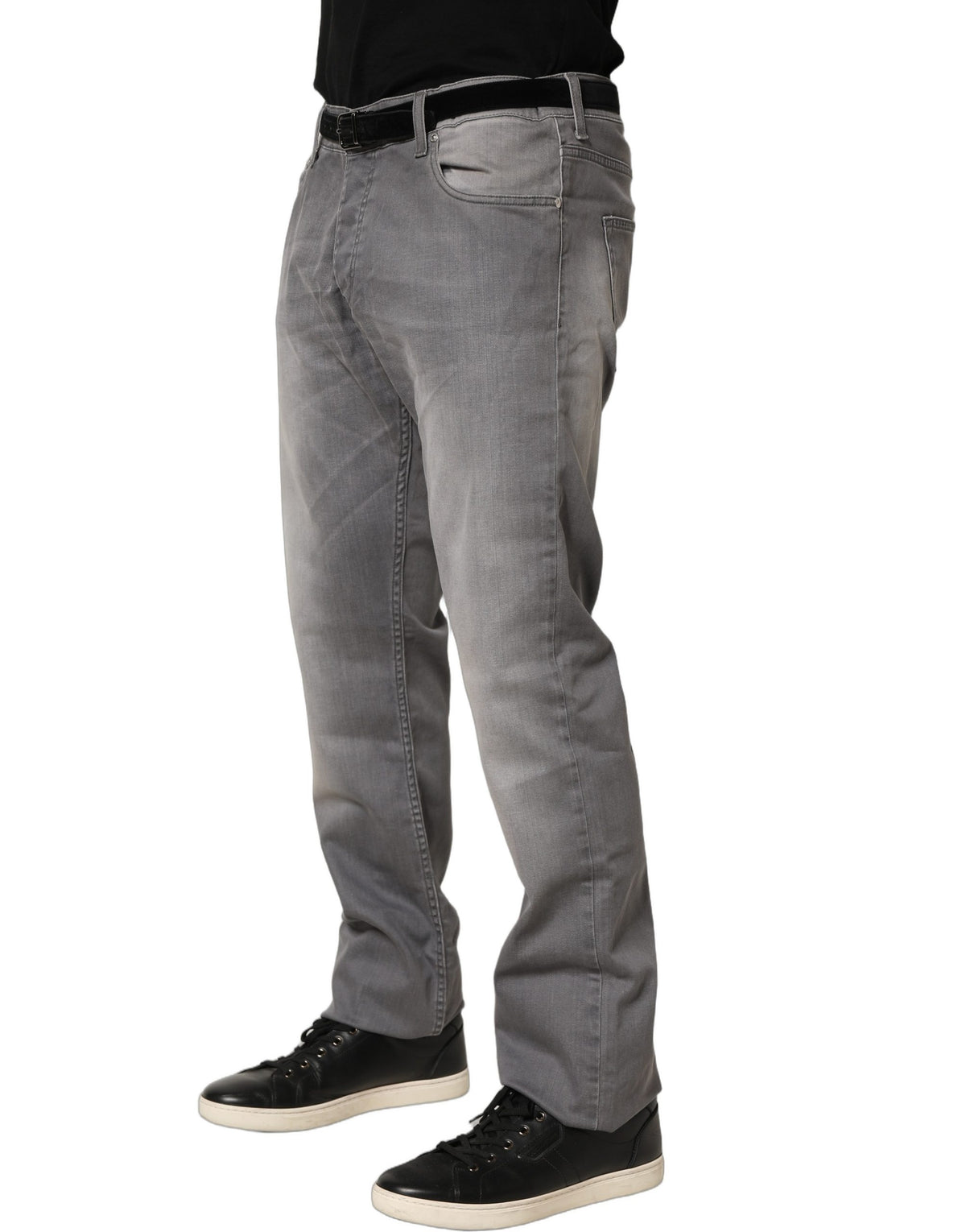 GF Ferre Gray Washed Mid Waist Straight Jeans for Men