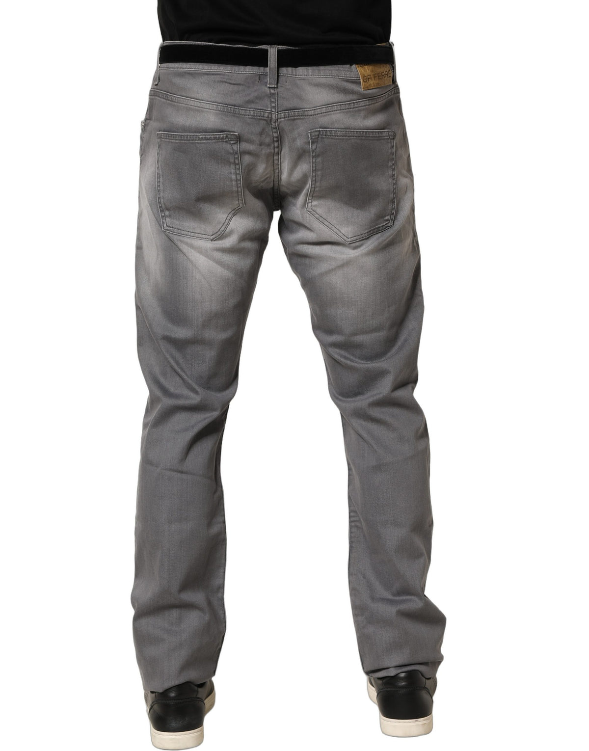 GF Ferre Gray Washed Mid Waist Straight Jeans for Men