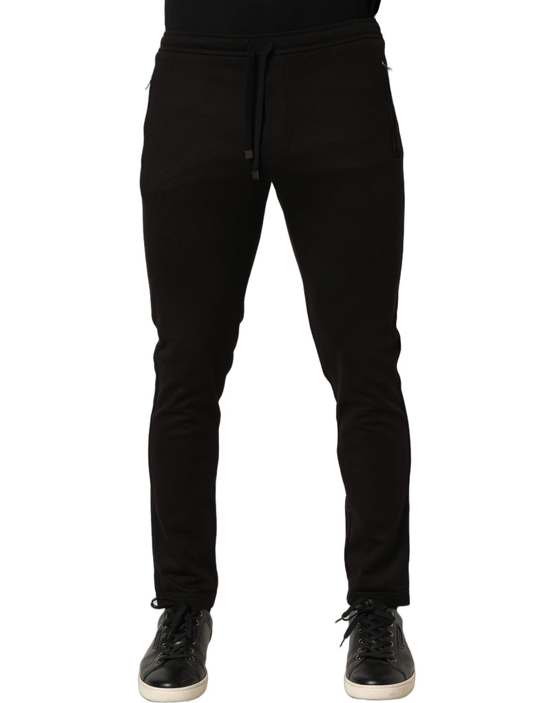 Dolce & Gabbana Black Wool Jogger Pants for Men