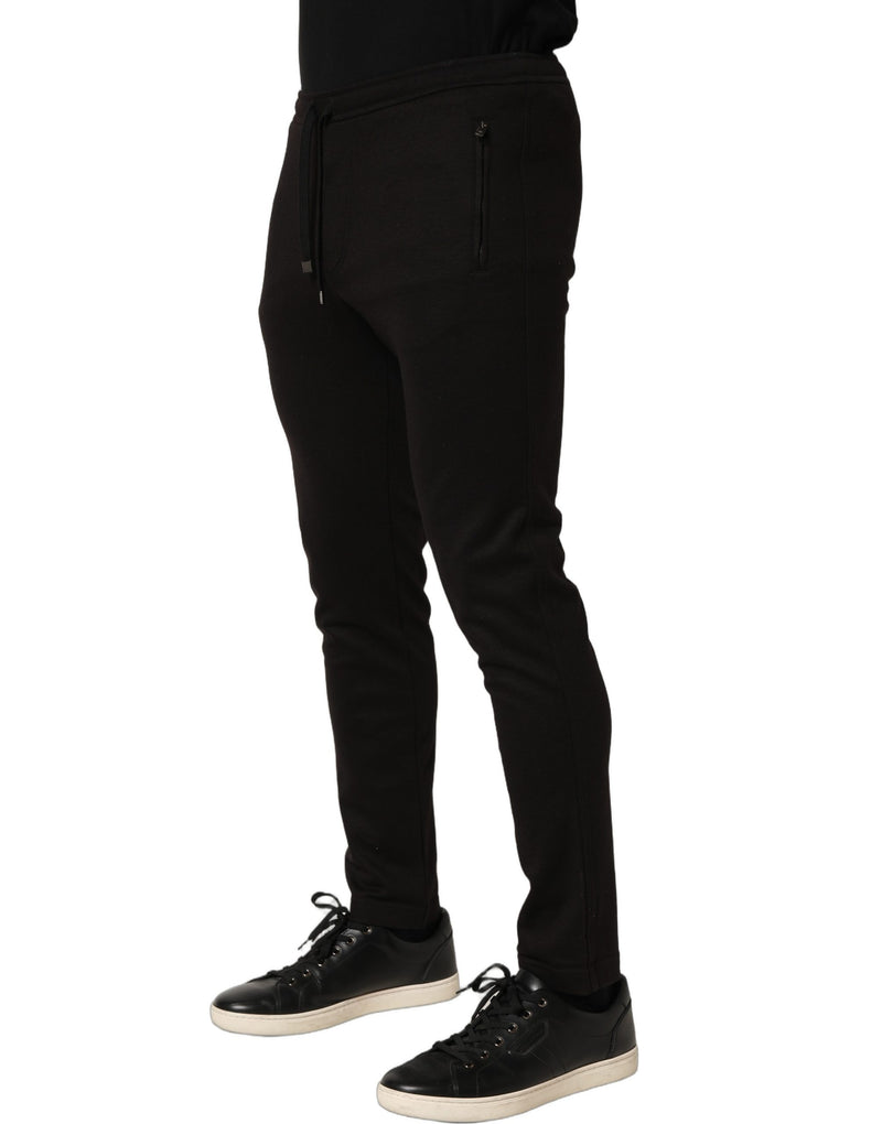 Dolce & Gabbana Black Wool Jogger Pants for Men