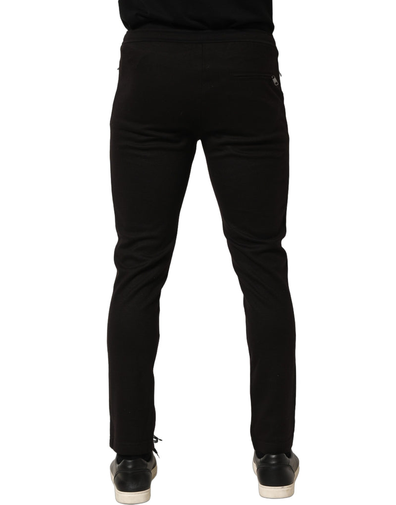 Dolce & Gabbana Black Wool Jogger Pants for Men