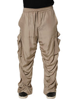 Dolce & Gabbana Brown Ruched Cargo Parachute Men Jogger Pants