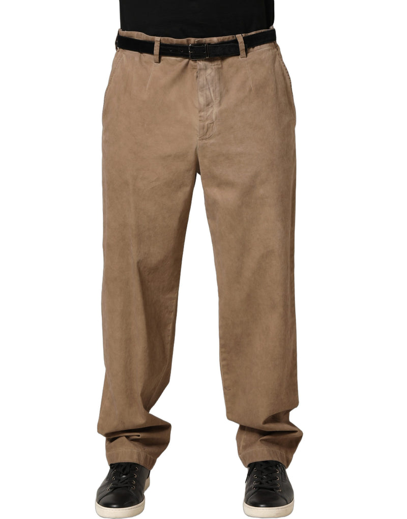 Domenico Tagliente Beige Cotton Straight Leg Men Trouser Pants