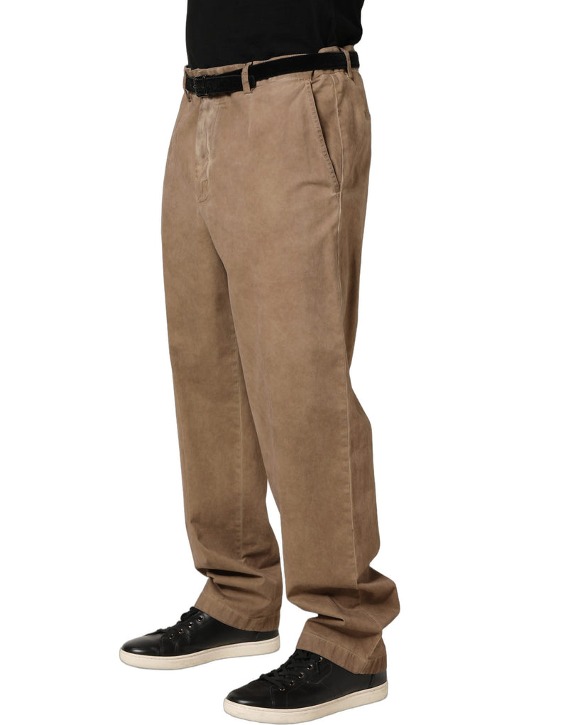 Domenico Tagliente Beige Cotton Straight Leg Men Trouser Pants