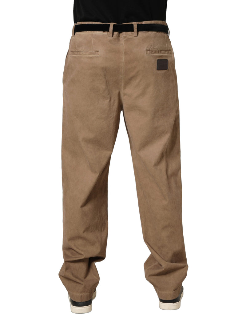 Domenico Tagliente Beige Cotton Straight Leg Men Trouser Pants
