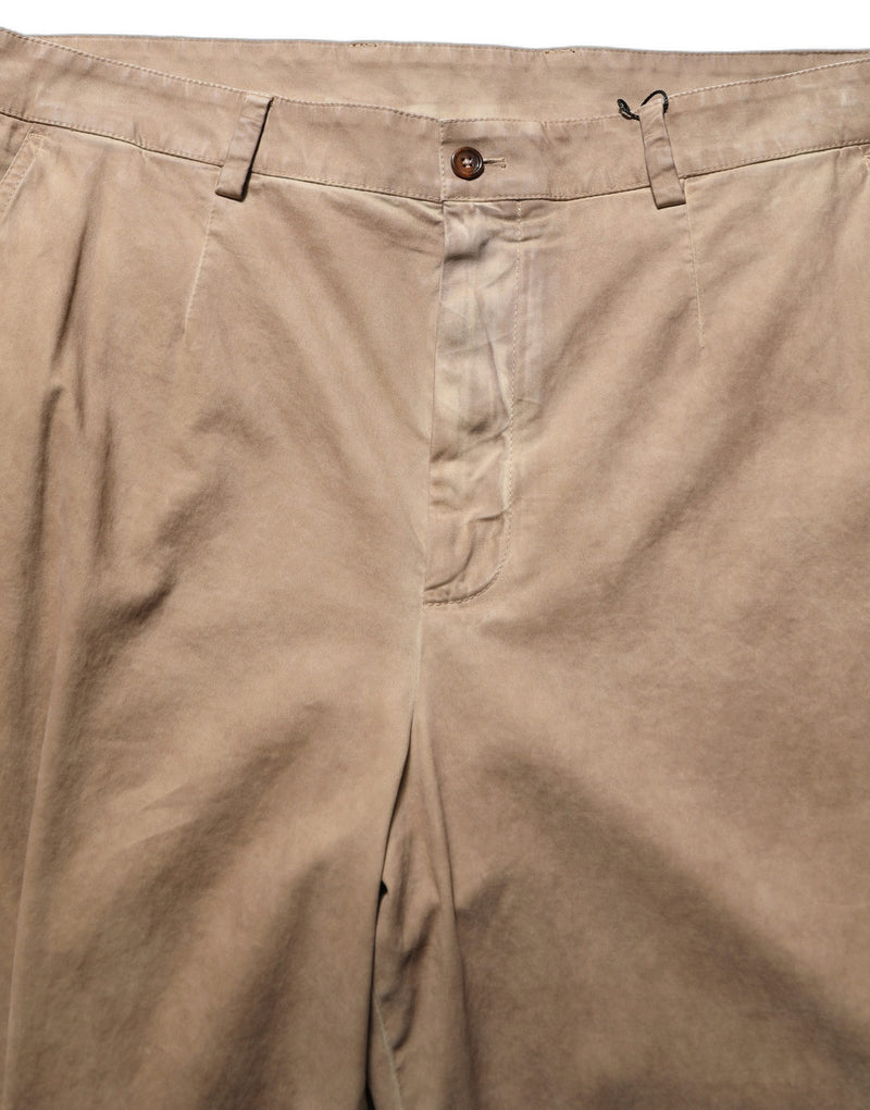 Domenico Tagliente Beige Cotton Straight Leg Men Trouser Pants