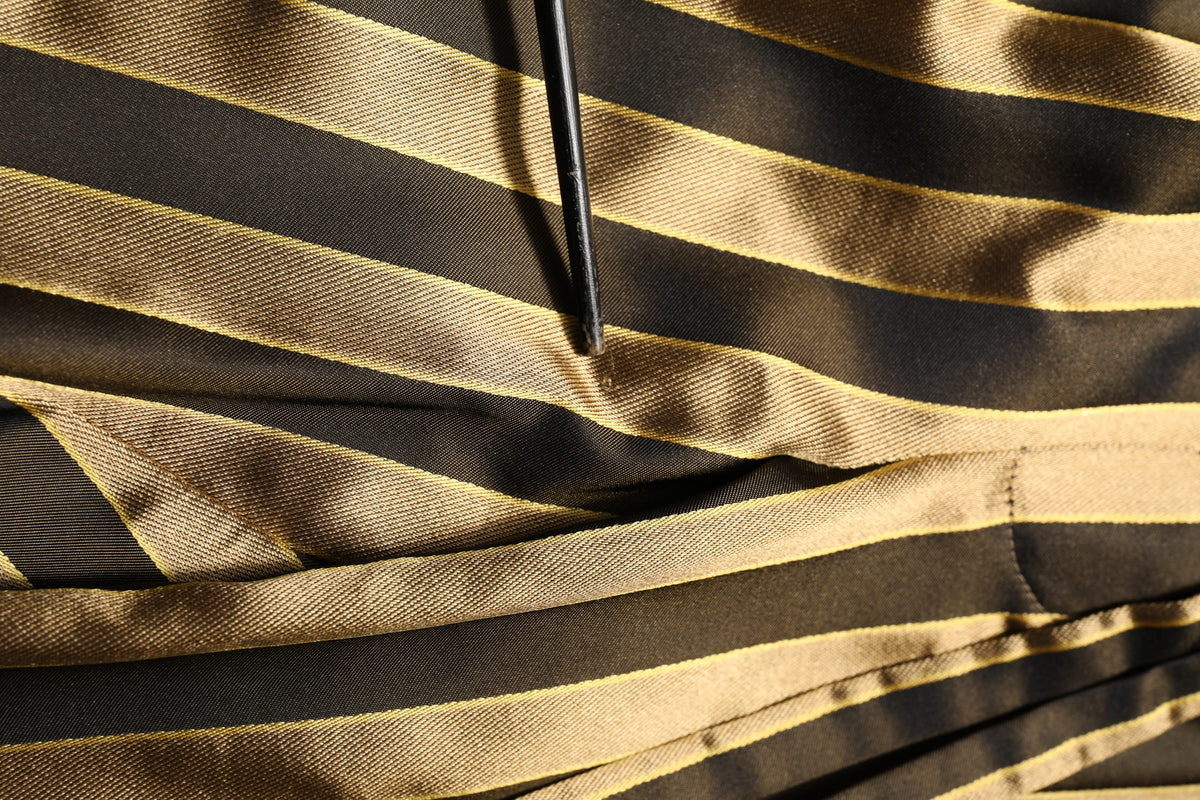 Dolce & Gabbana Gold Black Stripe Satin Tapered Leg Men Pants