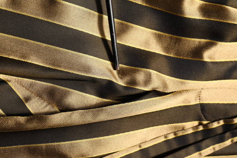 Dolce & Gabbana Gold Black Stripe Satin Tapered Leg Men Pants