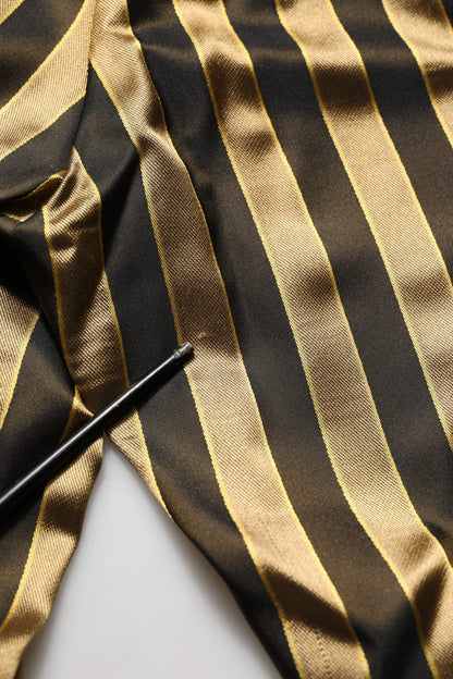 Dolce & Gabbana Gold Black Stripe Satin Tapered Leg Men Pants