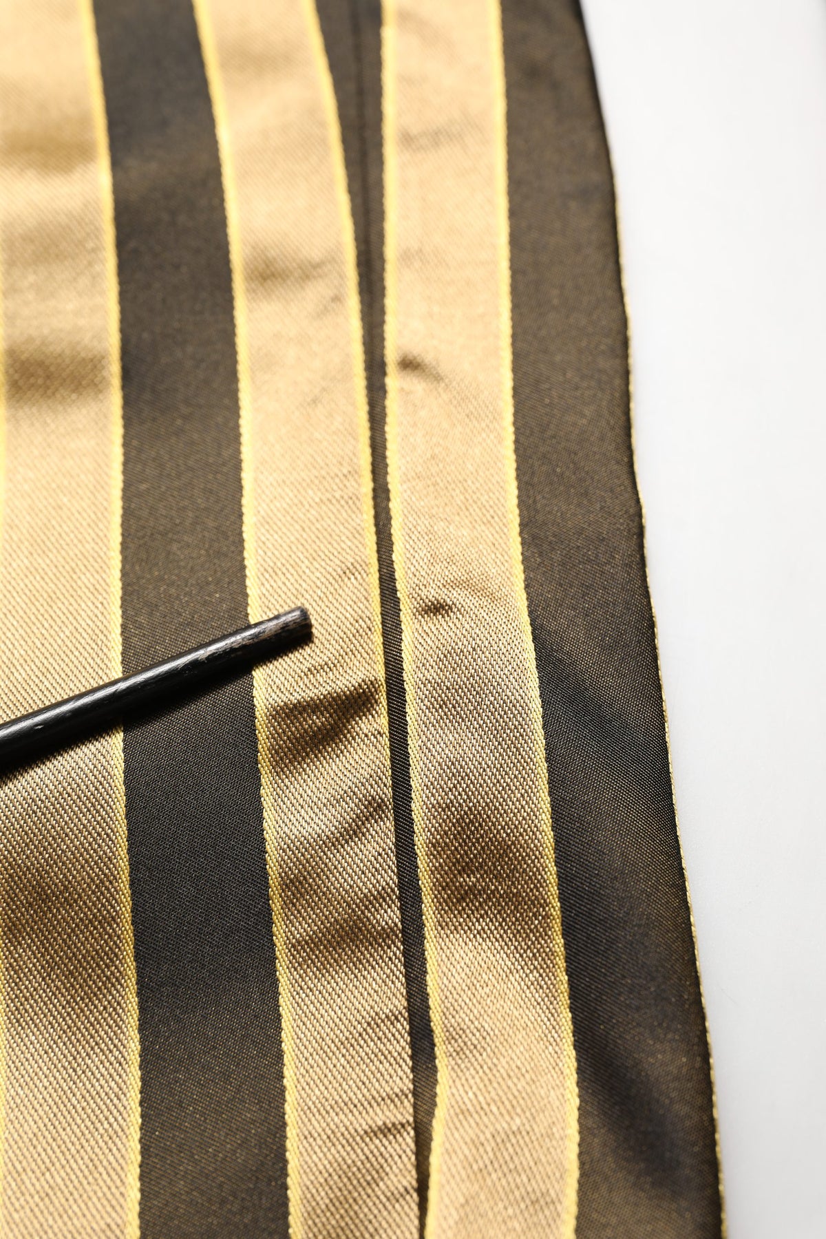 Dolce & Gabbana Gold Black Stripes Satin Tapered Leg Pants