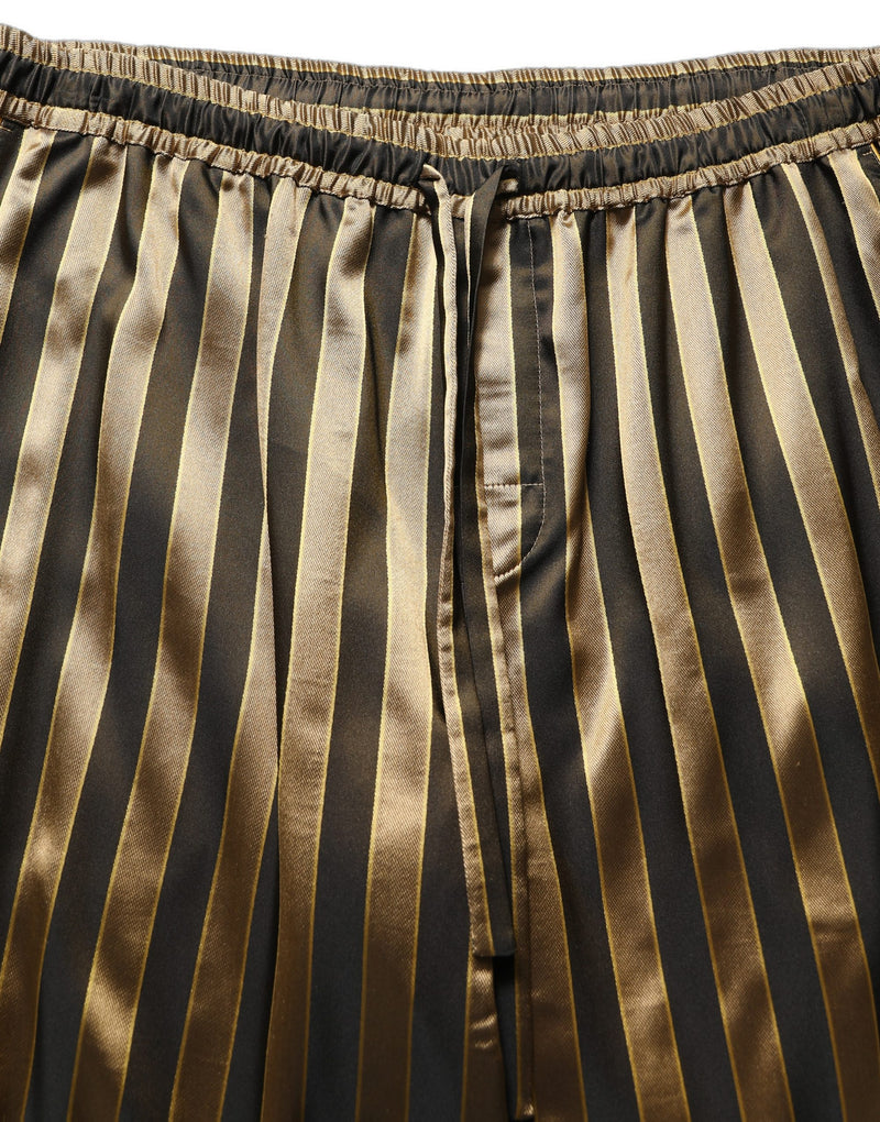 Dolce & Gabbana Gold Black Stripes Satin Tapered Leg Pants