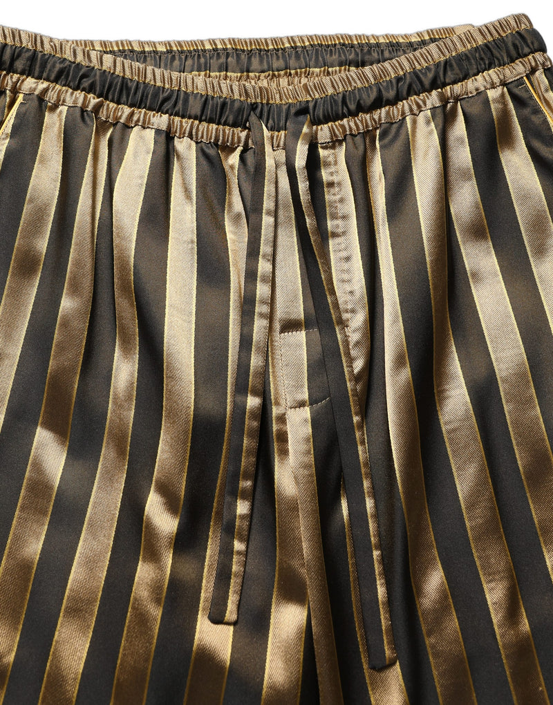 Dolce & Gabbana Gold Black Stripes Satin Tapered Leg Men Pants