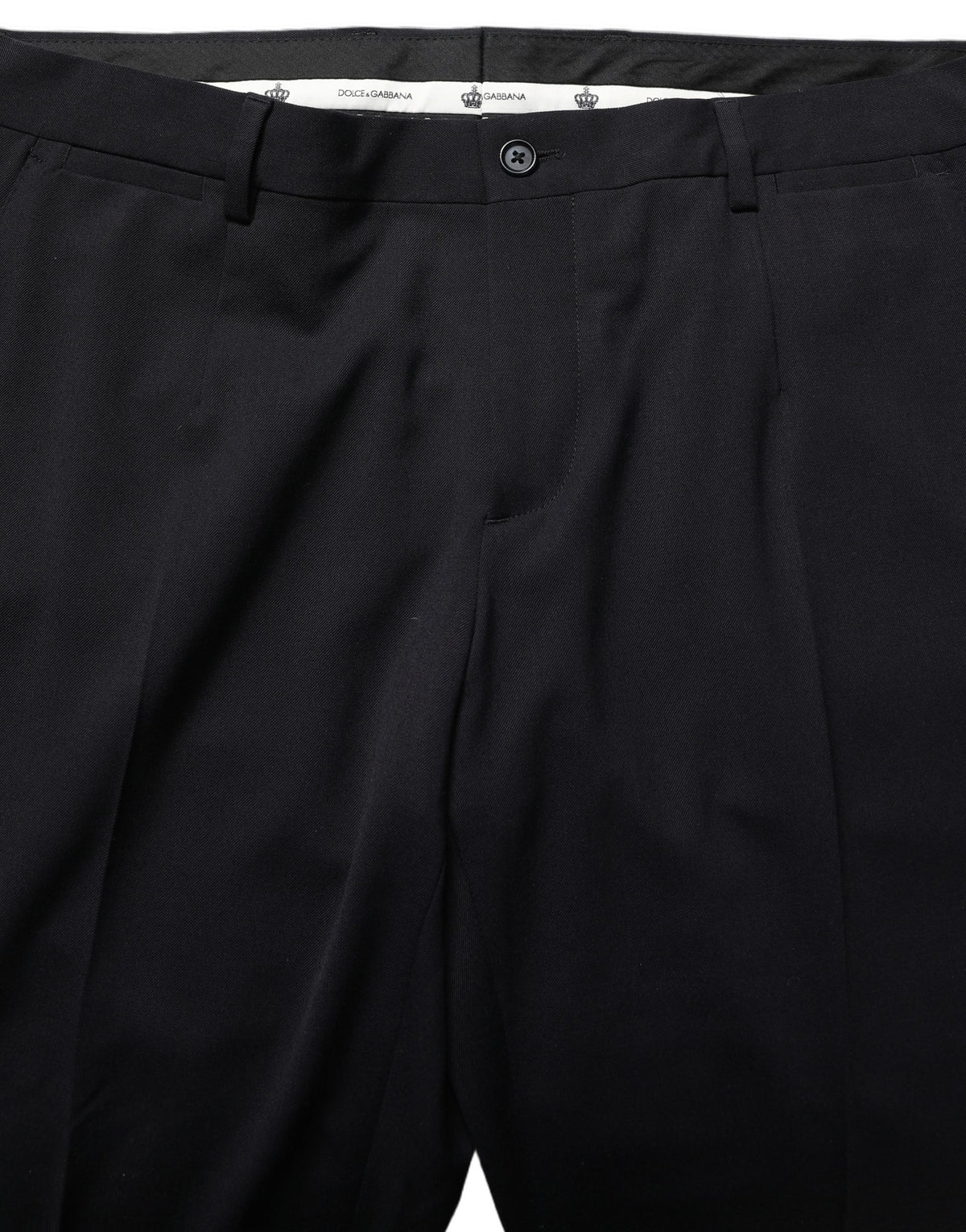 Dolce & Gabbana Black Wool Tapered Leg Dress Trouser Pants