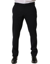 Dolce & Gabbana Black Wool Tapered Leg Dress Trouser Pants