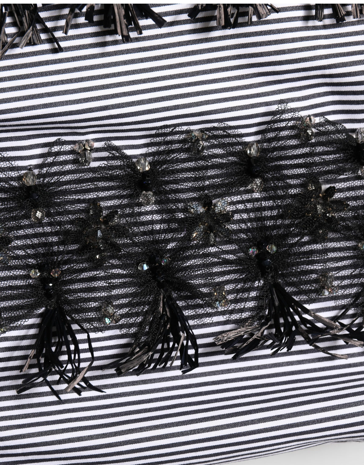Dolce & Gabbana Gray Black Pinstripe Embellished Trouser Pants