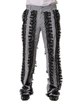 Dolce & Gabbana Gray Black Pinstripe Embellished Trouser Pants