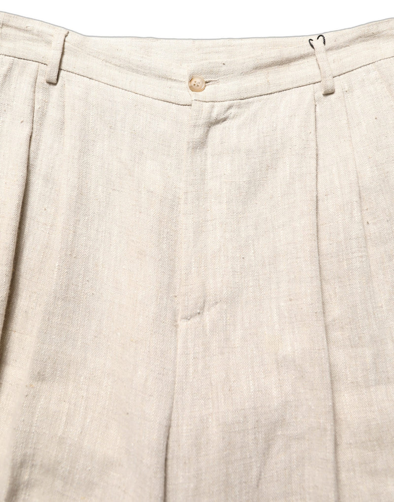 Dolce & Gabbana Beige Linen Tapered Men Dress Trouser Pants