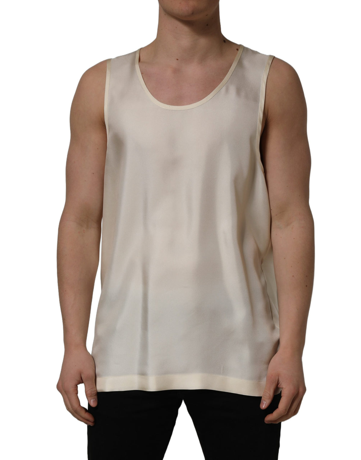 Dolce & Gabbana Off White Sleeveless Tank Top T-shirt