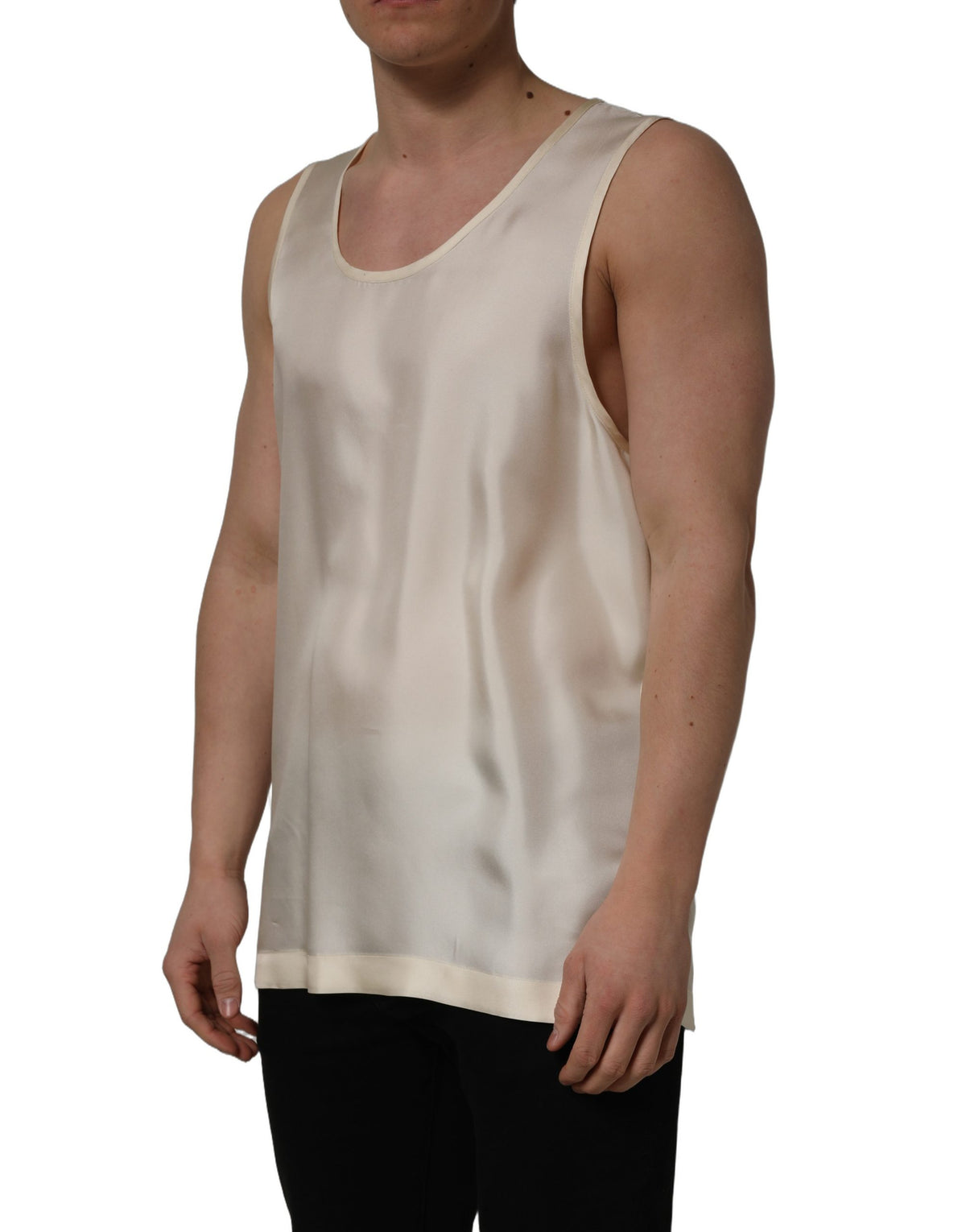 Dolce & Gabbana Off White Sleeveless Tank Top T-shirt
