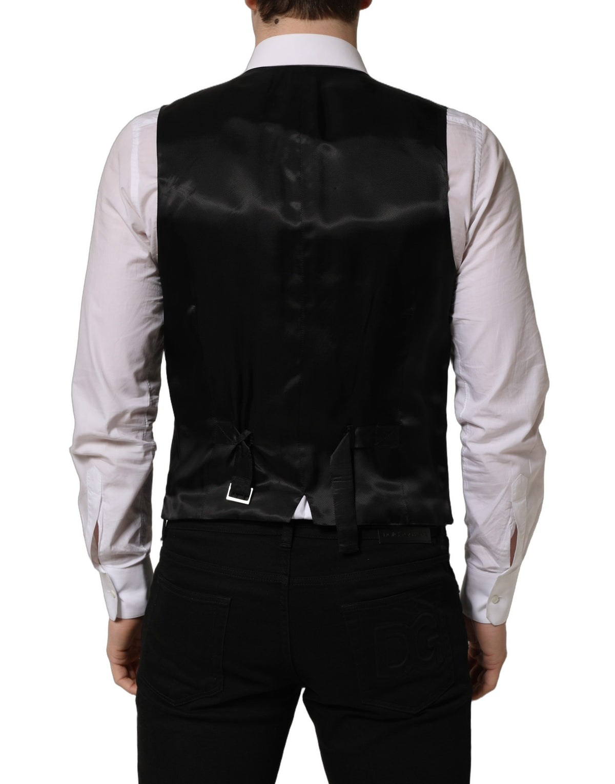 Dolce & Gabbana Black Wool Single Breasted Waistcoat Vest