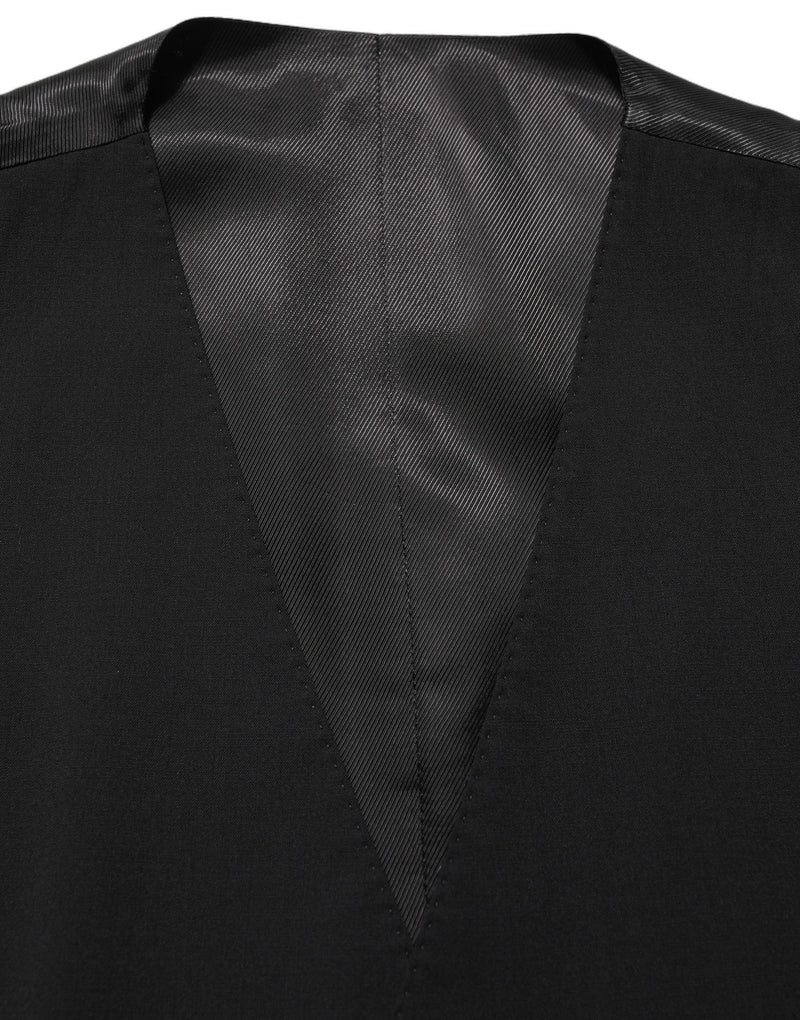 Dolce & Gabbana Black Wool Single Breasted Waistcoat Vest