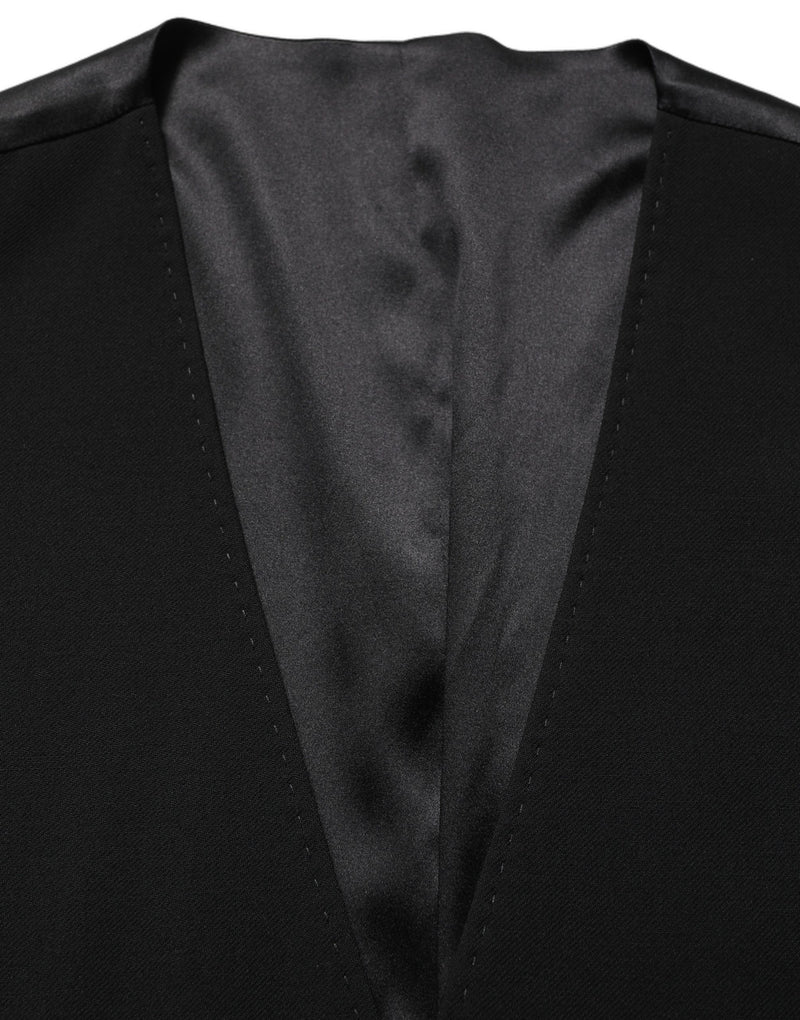 Dolce & Gabbana Black Wool Single Breasted Waistcoat Vest