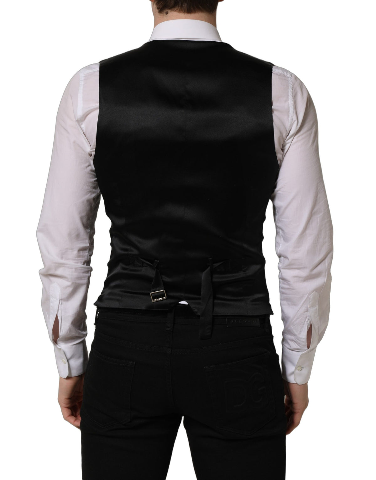 Dolce & Gabbana Black Wool Single Breasted Waistcoat Vest